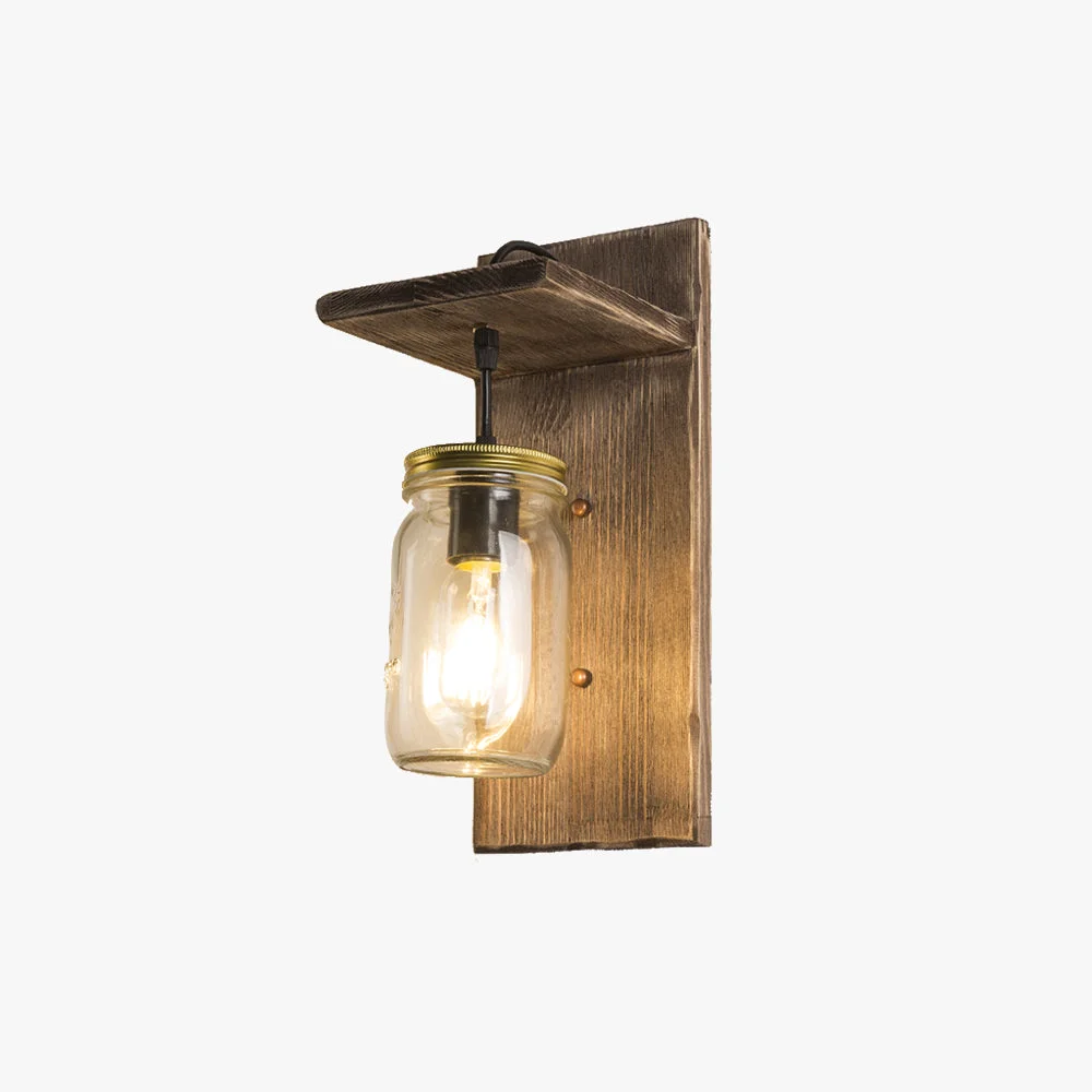 Quality Austin Vintage Jar Shape Wood Metal Wall Lamp Top-Quality