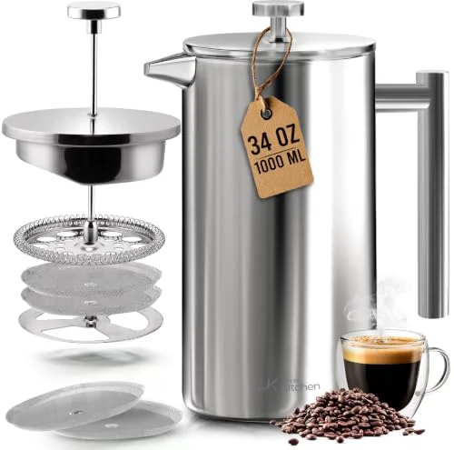 Durable 304 Grade Stainless Steel French Press 34 Oz Trendy