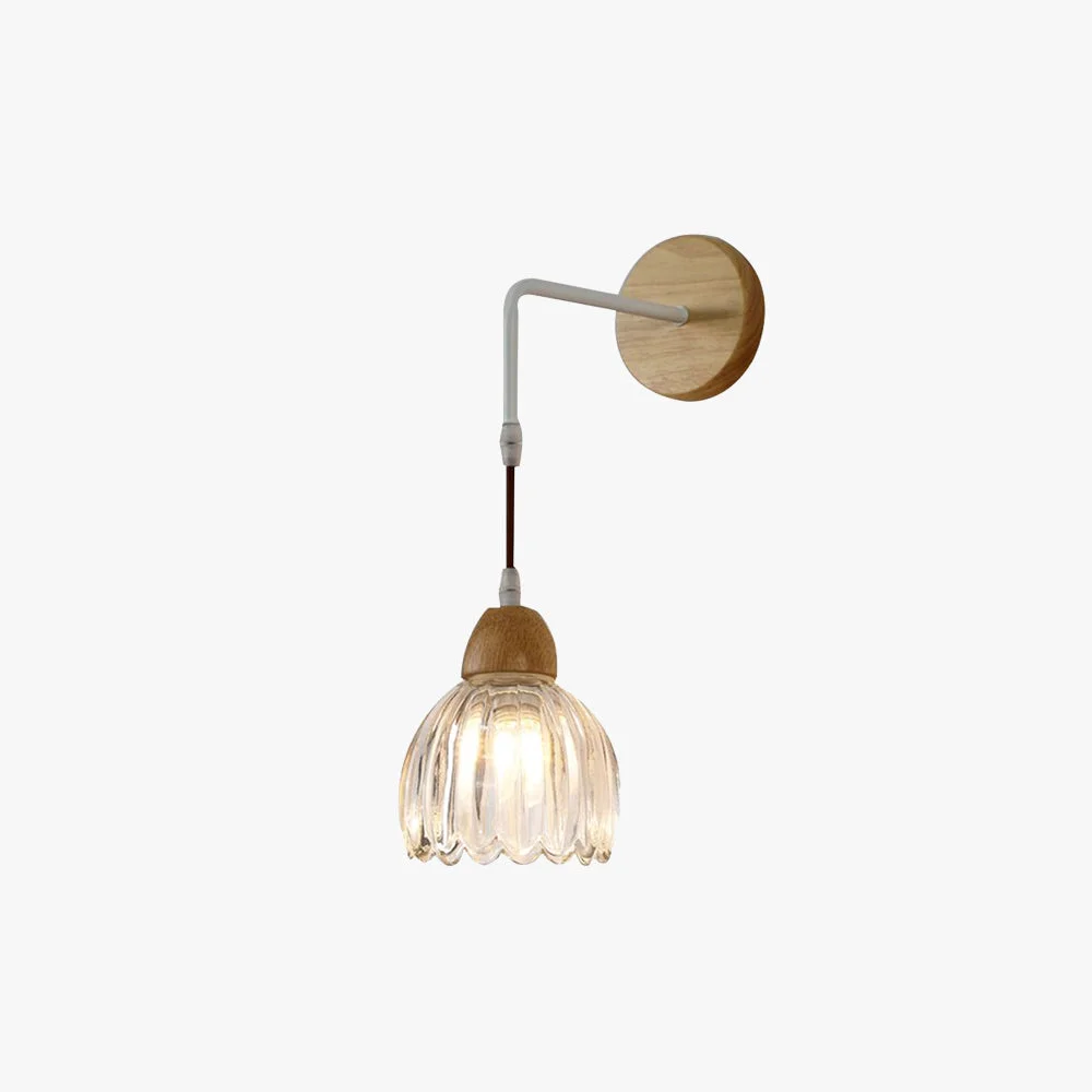 Sophisticated Lily Pleated Clear Wooden Bedroom Vanity Wall Lamp Green