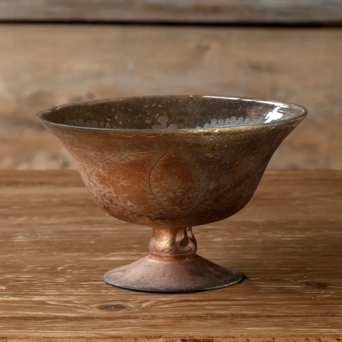 Functional Antique Copper Etched Medium Compote Specialty