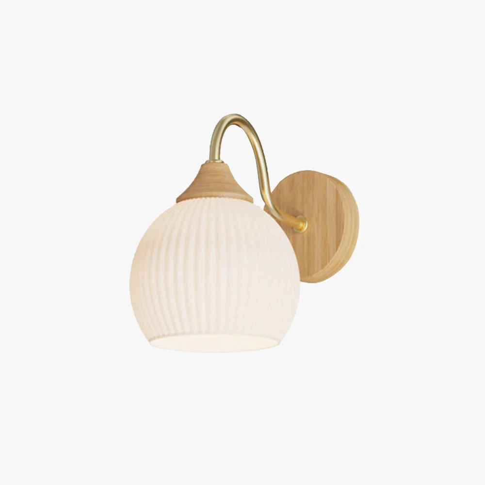 Long-Lasting Ozawa Nordic Minimalist LED Wall Lamp Glass Wood Bedrooms Balcony Efficient