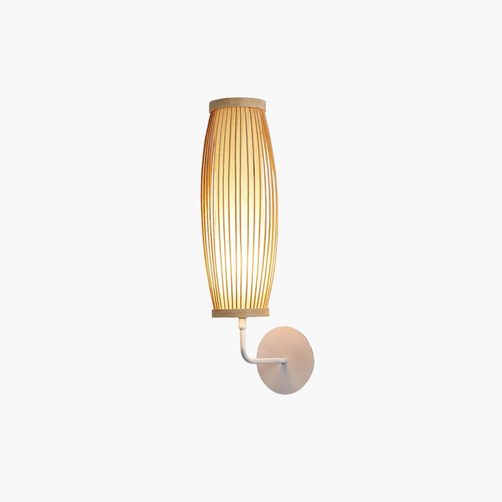 High-End Muto Japanese Cylindrical Rattan Wall Lamp Bamaoo Bedroom High-Grade