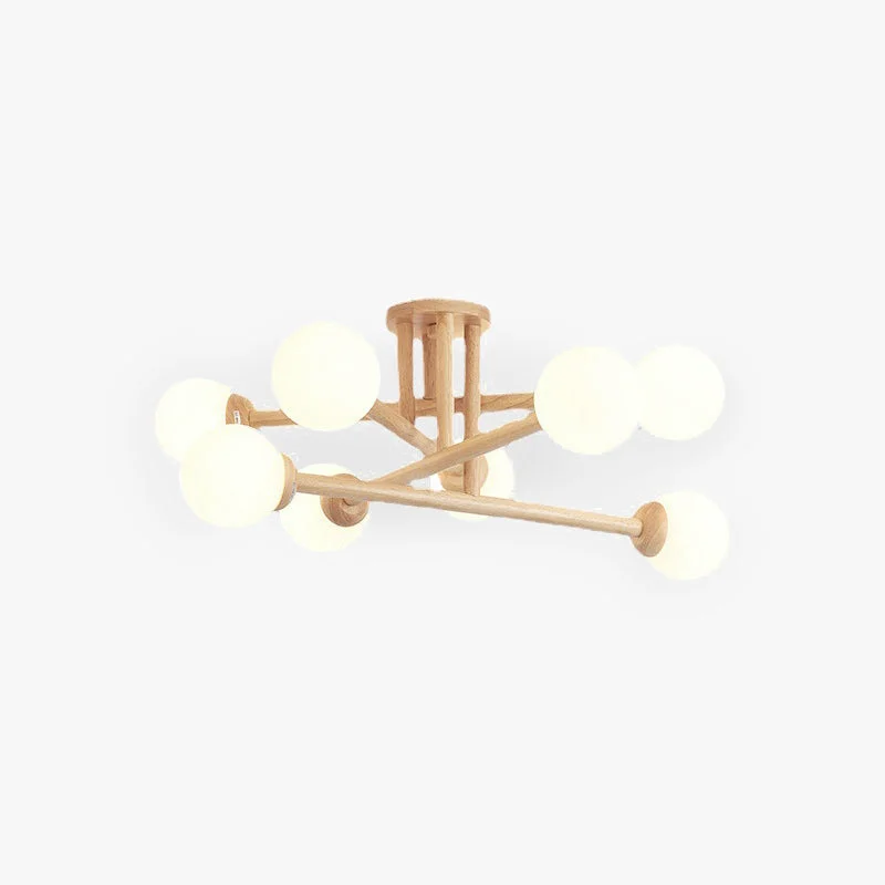 Fast Ozawa Modern Globe Wood Glass Flush Mount Ceiling Light Soft