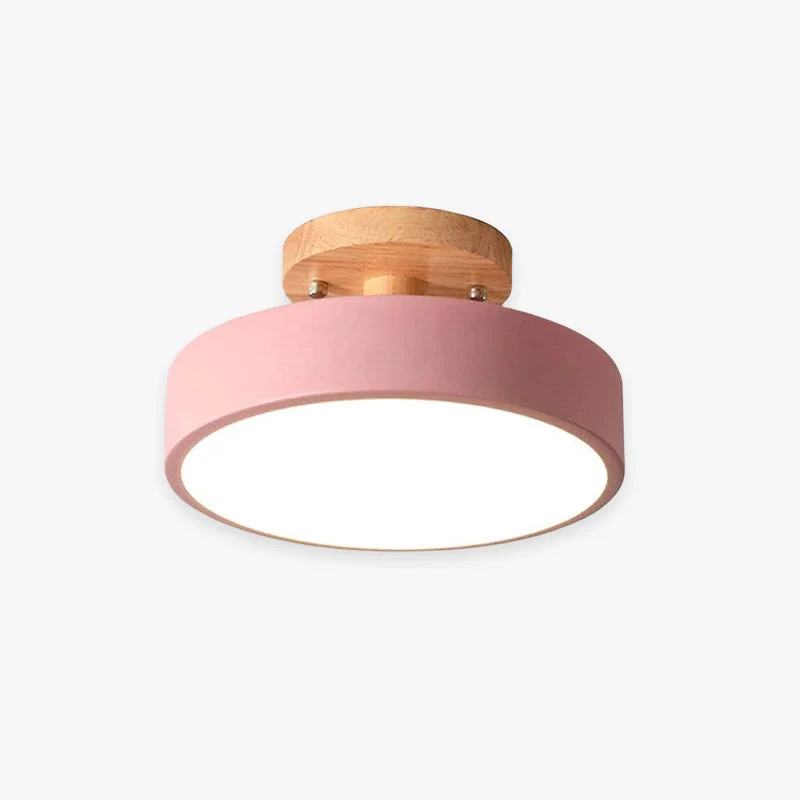 Green Quinn Round LED Flush Mount Ceiling Light Modern Wood Acrylic