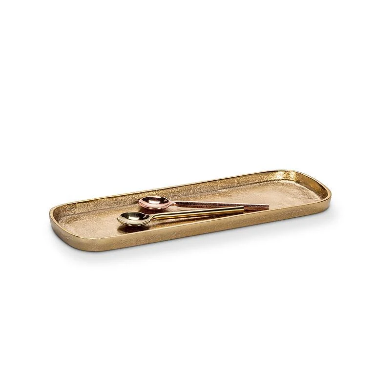 Reusable Oval Burnished Gold Aluminum Tray Secure