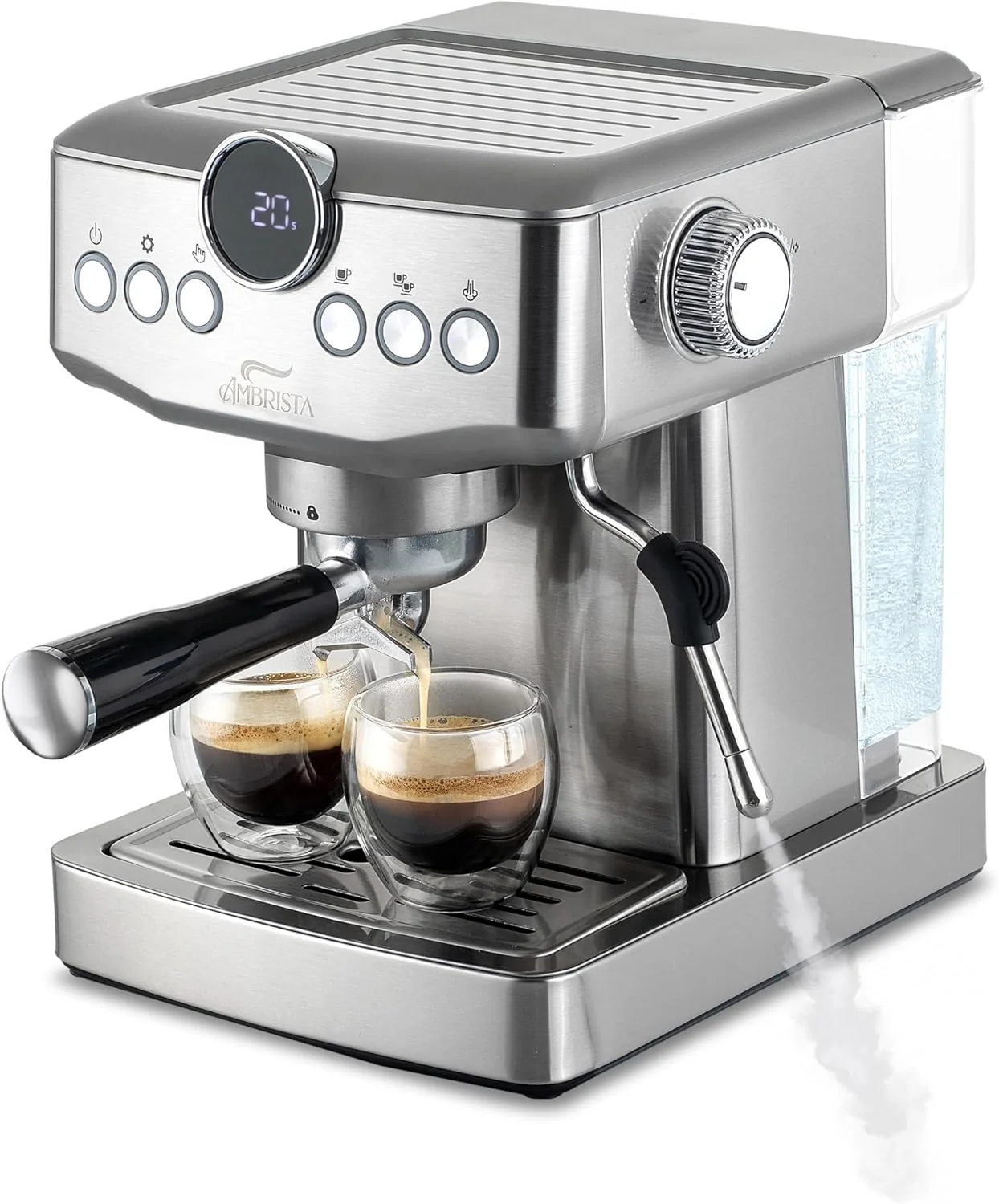 Optimized Espresso Machine 20 Bar with Steam Milk Frother Stainless Steel Espresso Maker with Customizable Brewing Temperature 60oz Removable Water Tank Flexible