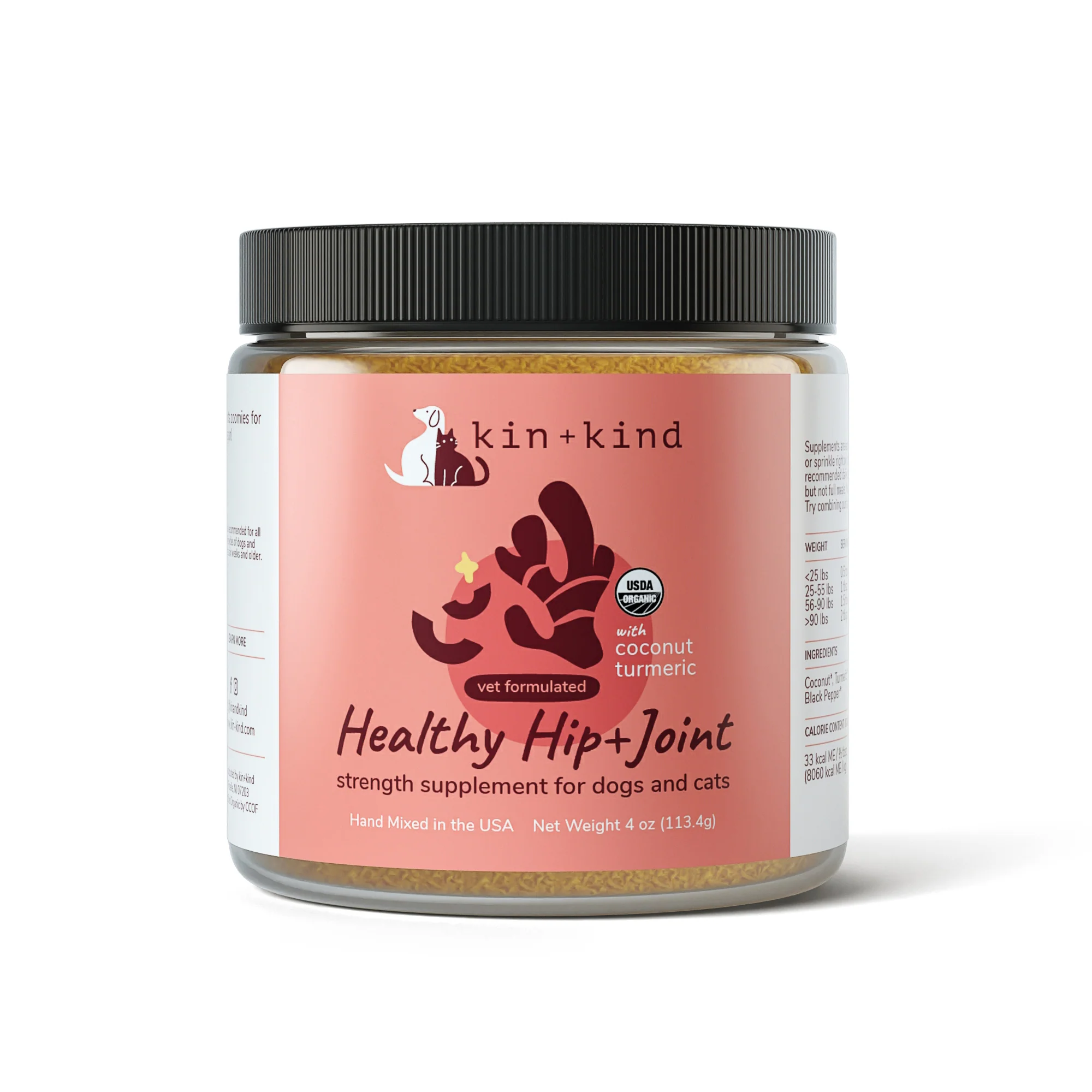 Long-Lasting kin kind Hip Joint Mobility Support Powder Supplement for Dogs and Cats Relaxed