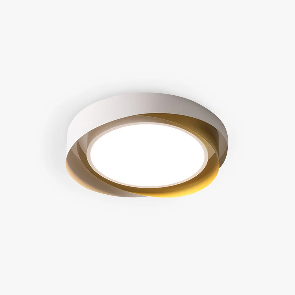 World-Class Quinn Modern Geometric Metal Acrylic Flush Mount Ceiling Light White Gold Optimized