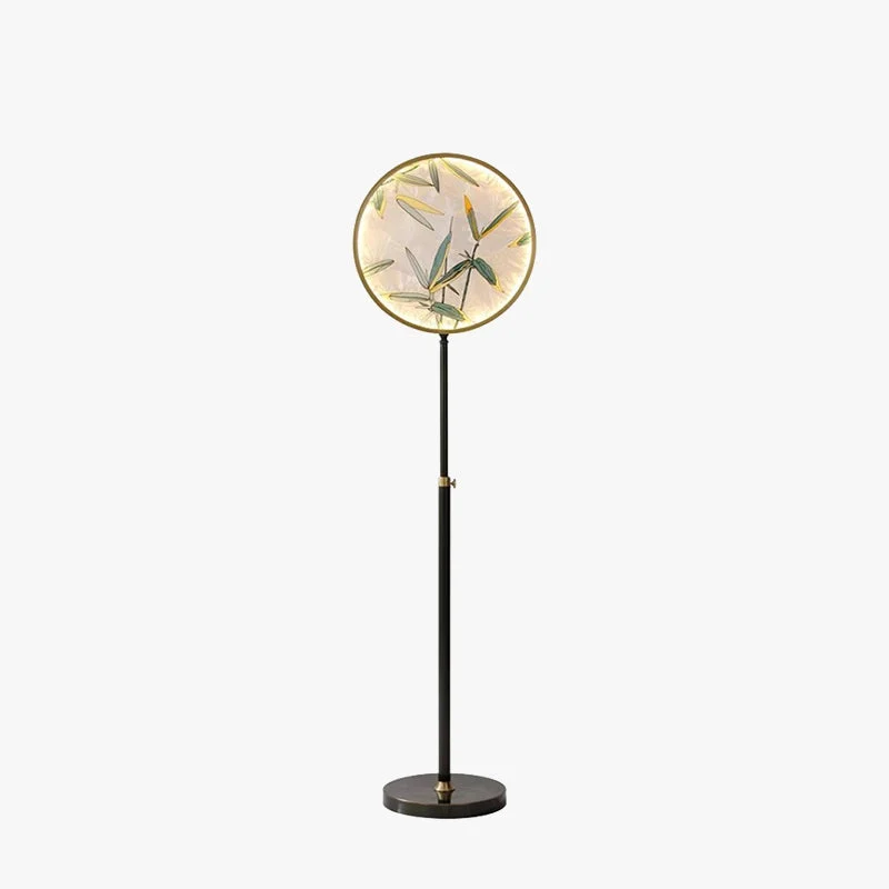 World-Class Jade Zen Artistic Circle Floor Lamp Metal Glass Trusted