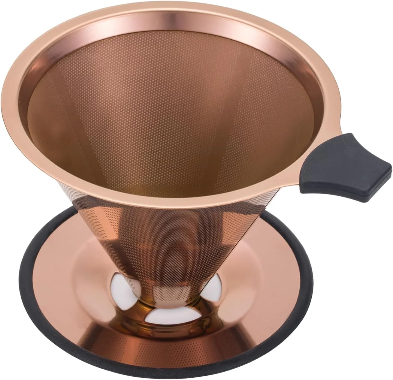 Environmentally Friendly Pour Over Coffee Dripper Insintar Stainless Steel Drip Cone Brew Coffee Filter Reusable Metal Coffee Strainer With Non-Slip Ring Handle Paperless Efficient