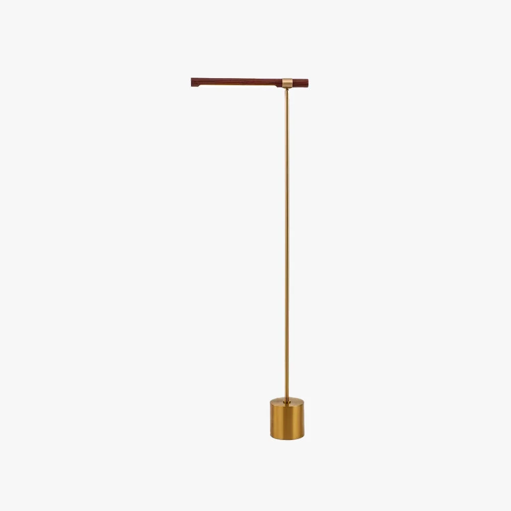 Artisan Edge Floor Lamp Linear Minimalist Metal Wood Gold Living Room Crafted