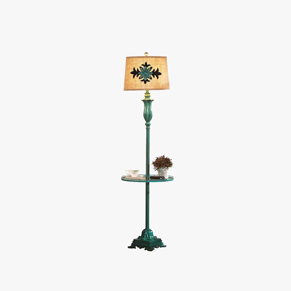 World-Class Eryn Floor Lamp Table Vintage Metal Resin Green Living Room Top-Quality