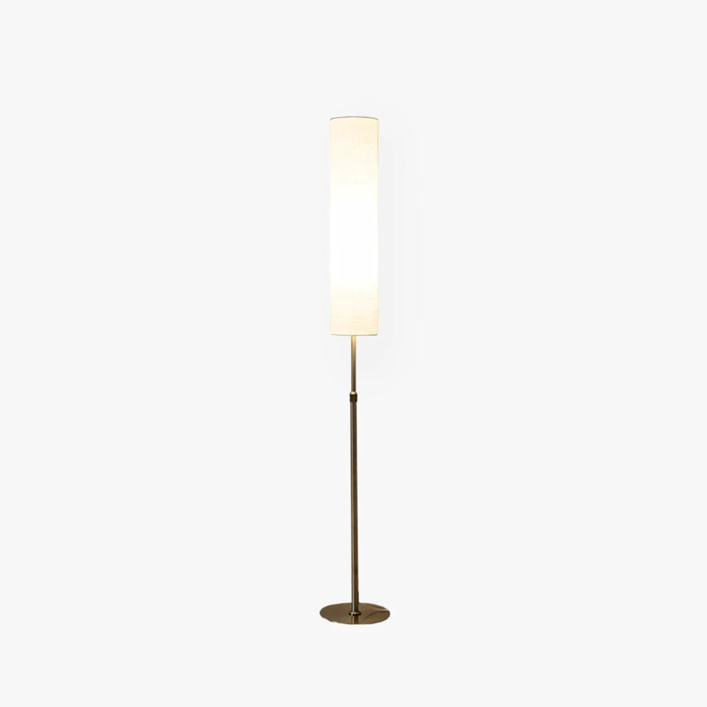 Eco-Friendly Eryn Minimalist Metal and Fabric Cylindrical White Floor Lamp Enhanced
