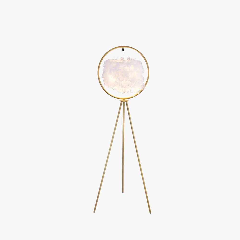 Smooth O’Moore Elegant Feather Ring Tripod Floor Lamp Black Gold Convenient