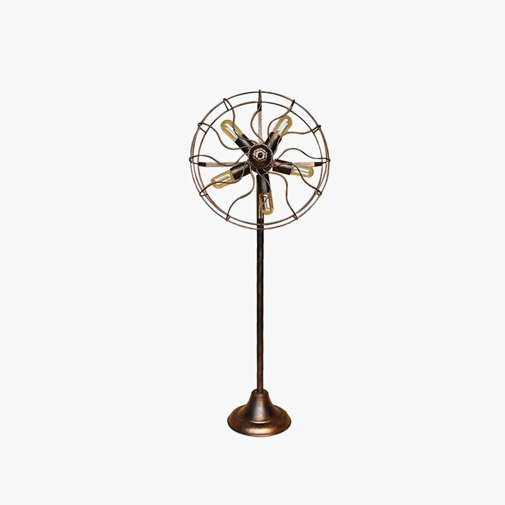 Detailed Alessio Creative Vintage Scalloped Design Metal Floor Lamp Brown Natural