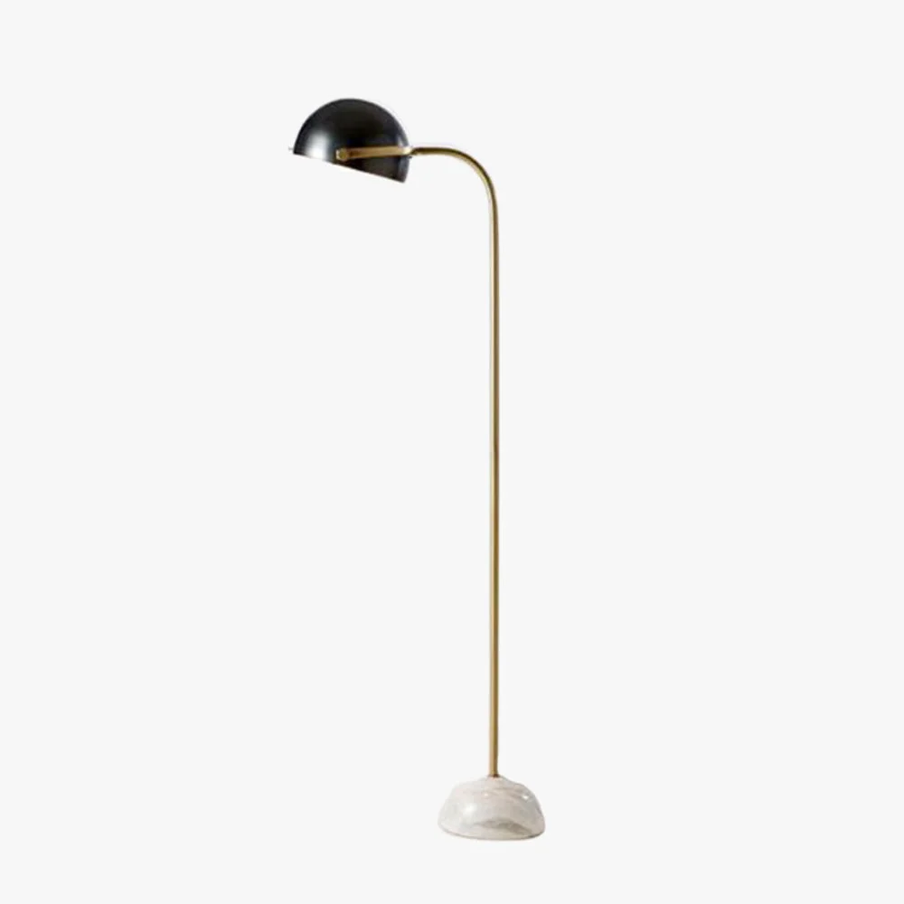 Innovative Eryn Floor Lamp Semi Circular Retro Minimalist Metal Marble Black Bedroom Traditional