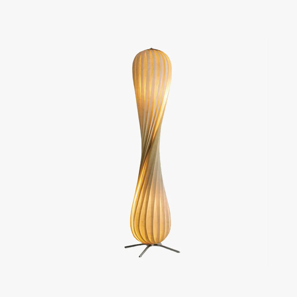 Professional Ozawa Modern Twisted Wood Floor Lamp Wood Color Unique