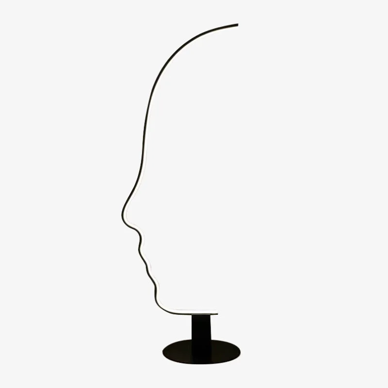 Consistent Edge Human Face Profile Modern Arc Floor Lamp Black Metal Silicon Unique
