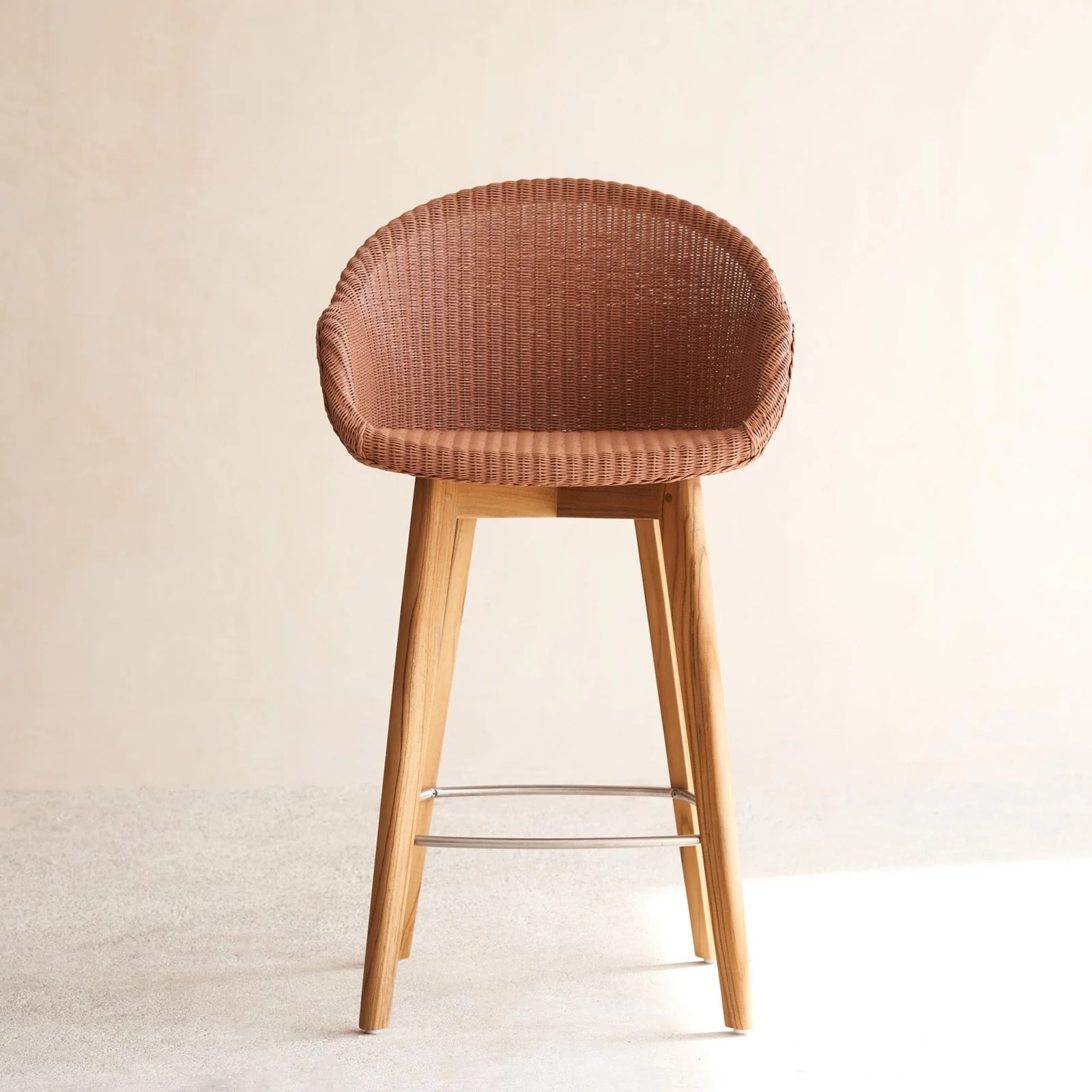 Premium Avril Counter Stool Teak Frame – Dusty Coral Excellent