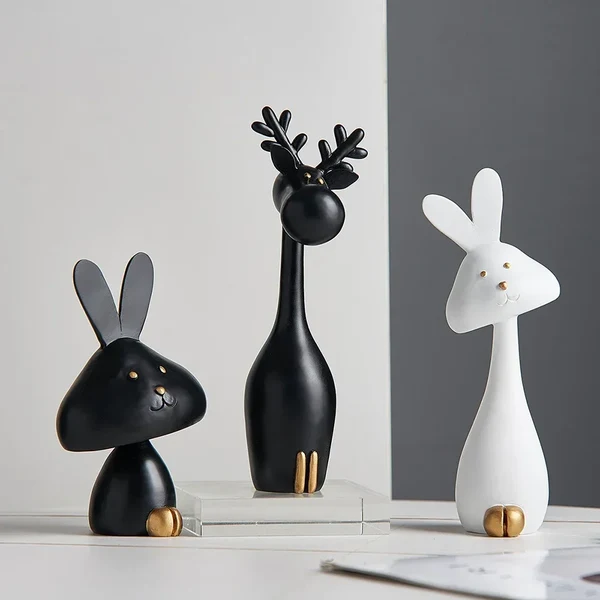 Official Black White Cartoon Resin Statue Easy-to-Use