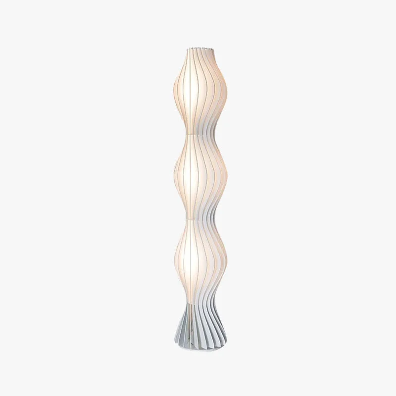 Green Salgado Artistic Pleated Acrylic Floor Lamp White Smooth