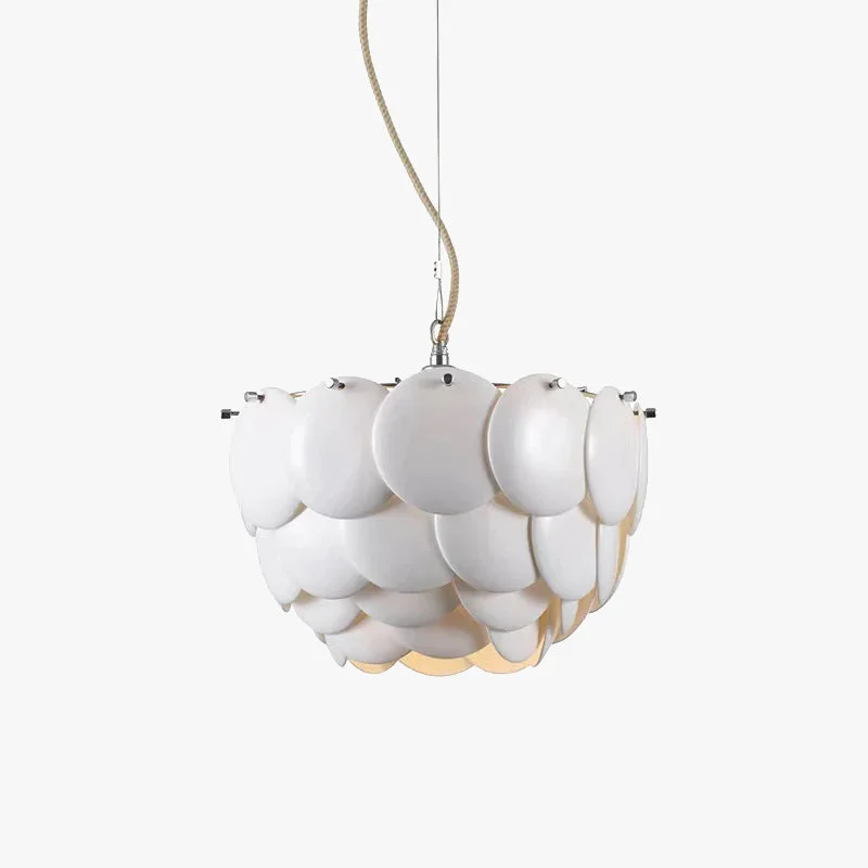 High-End Lottie Wihte Art Deco Chandelier Light Fixture Ceramic Leaf Metal Crafted