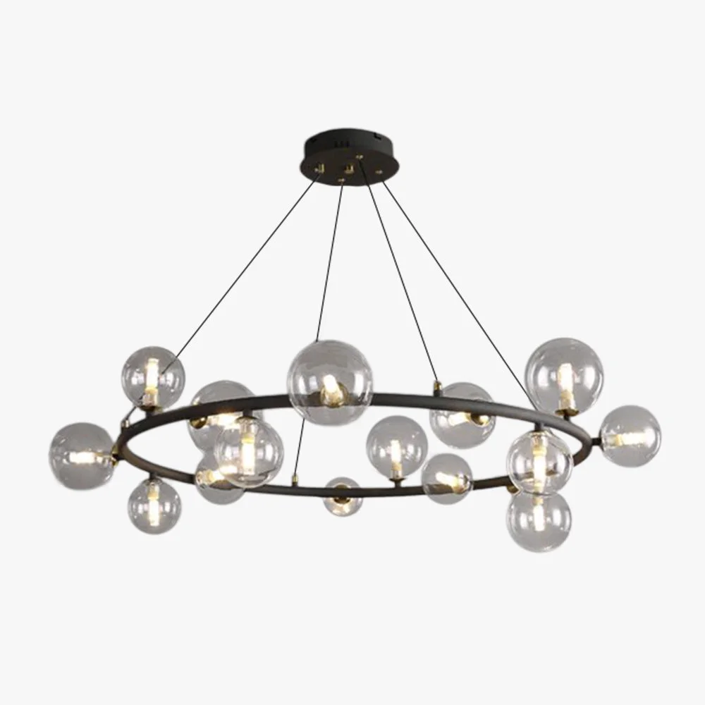 Trendy Valentina Modern Glass Globe Ring Chandelier Gold Black Trusted