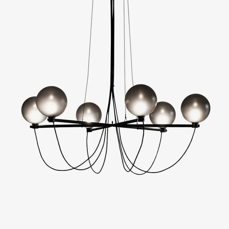Outstanding Valentina Nordic Modern Glass Ball Chandelier Smoke Gray Blue First-Class