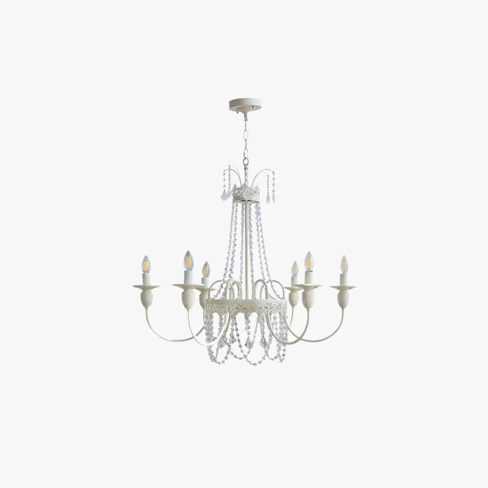 Advanced Silva Pendant Light Candle French Crystal Metal White Bedroom Easy-to-Use