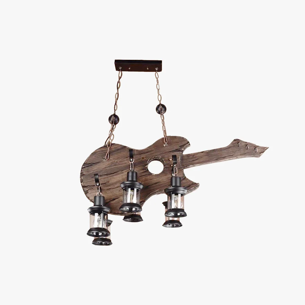 Trendy Austin Farmhouse 6 Lantern Guitar Wood Metal Pendant Light Healthy
