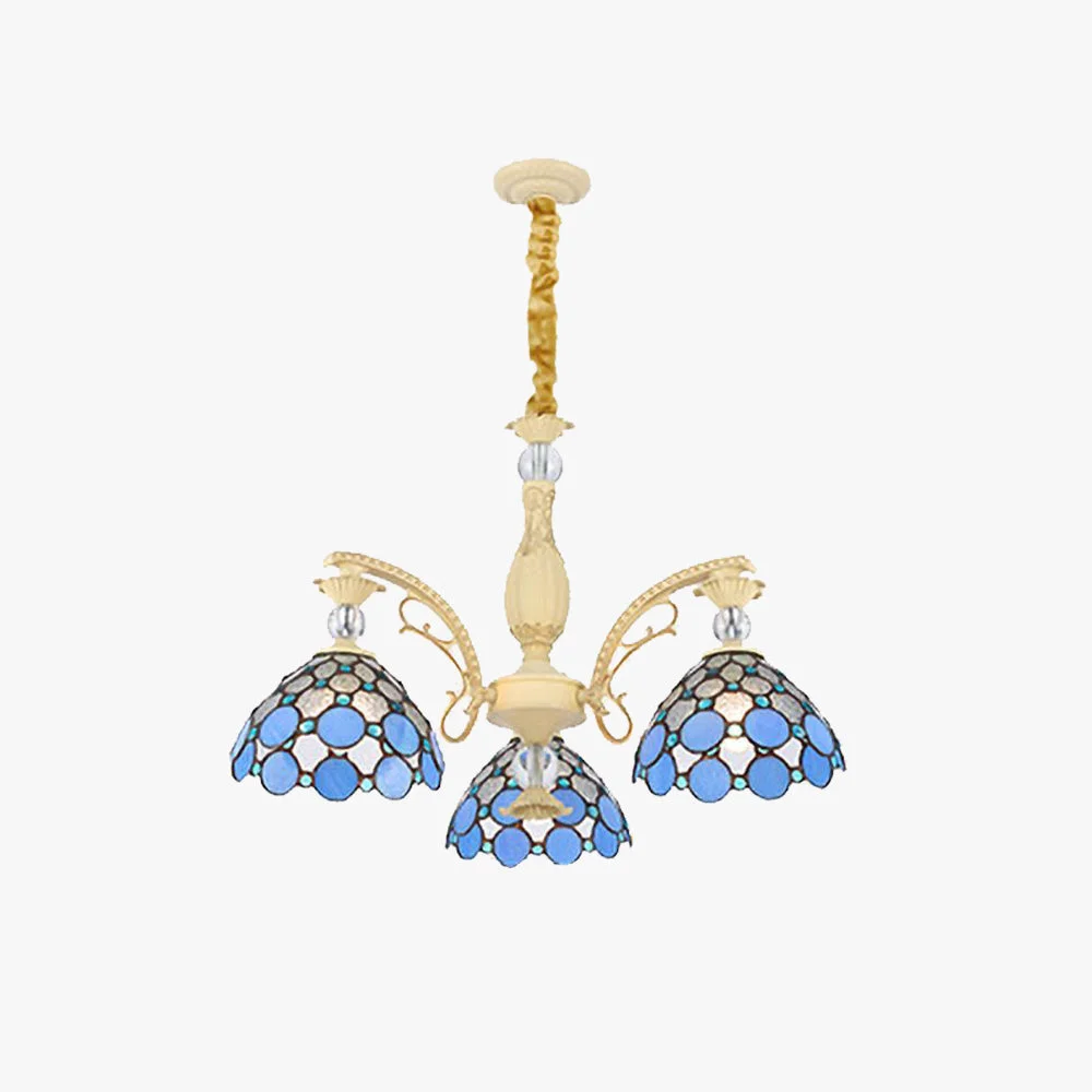 Classic Alessio Mediterranean Branch Glass Metal Chandelier Blue Outstanding