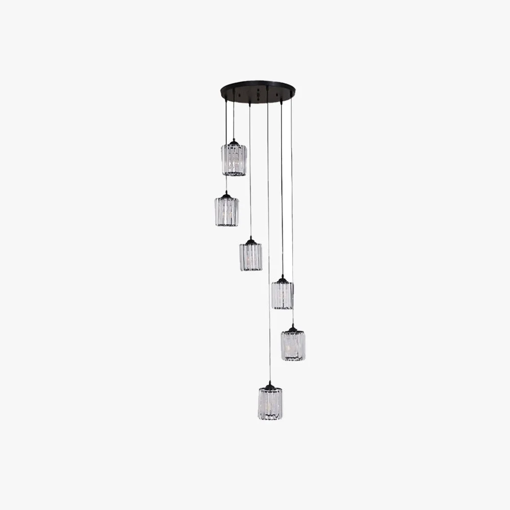 Specialty Kristy Modern Minimalist Metal Glass Chandelier Black Living Room Long-Lasting