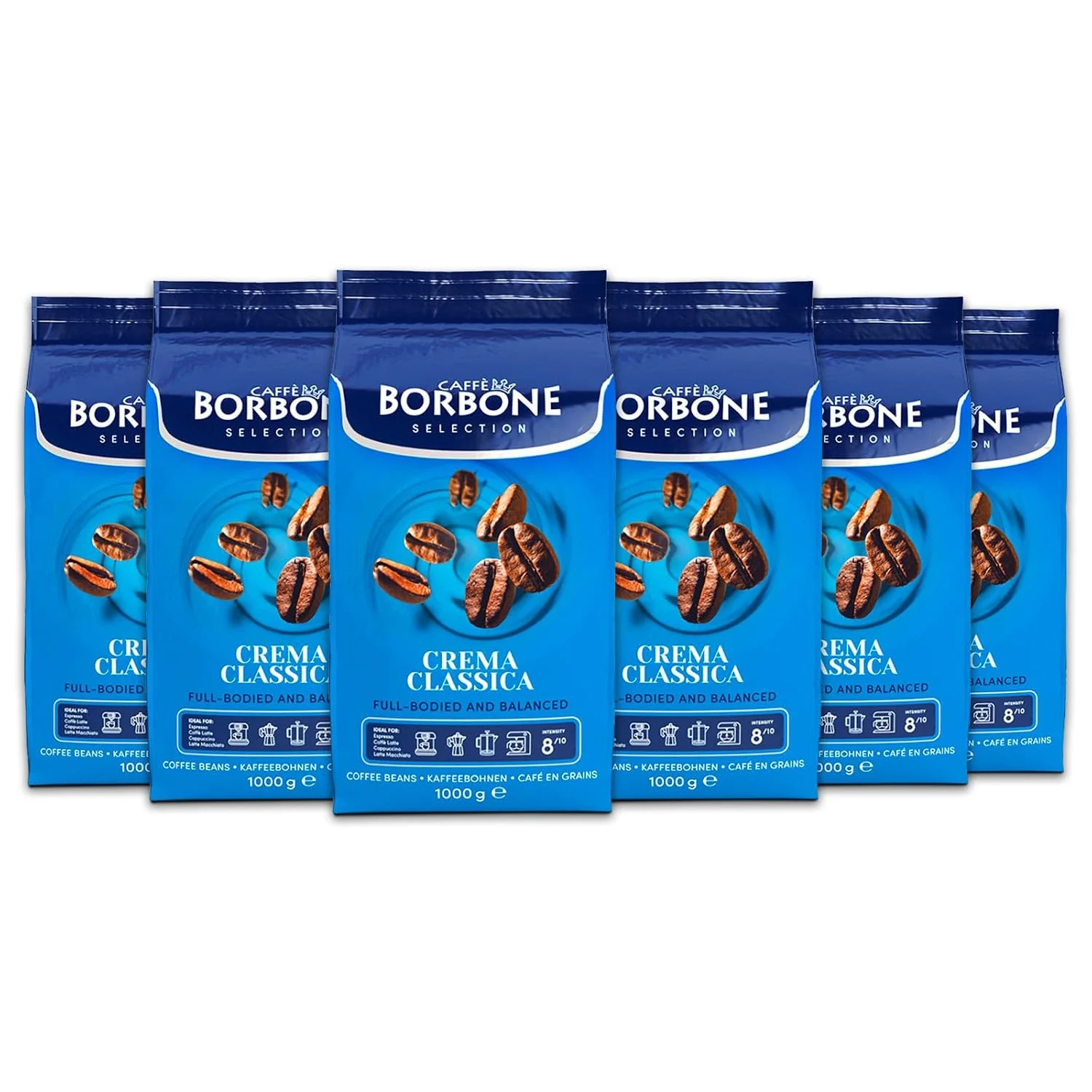 Safe Caffè Borbone Crema Classica Whole Bean Coffee Arabica and Robusta Blend Medium Roast 2.2 lb Bag Pack of 6 Smooth