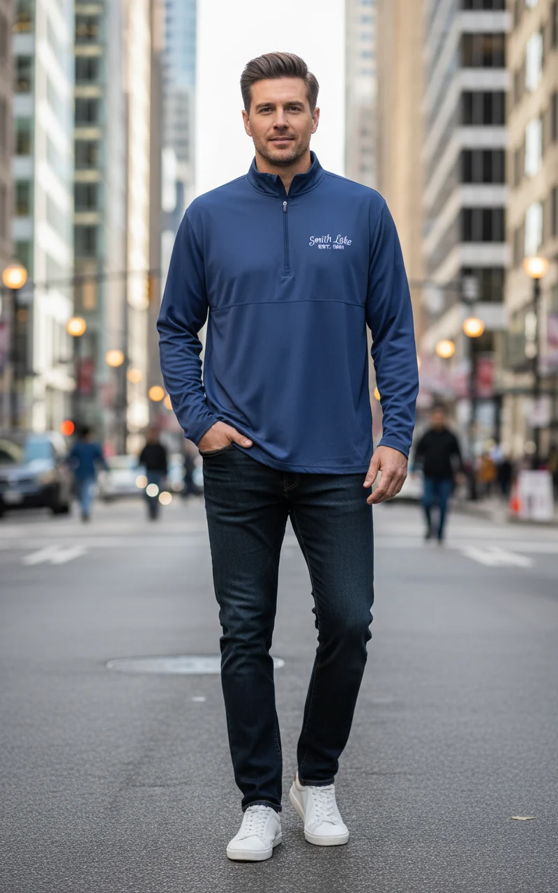 Top-Quality Smith Lake Navy Quarter Zip Long Sleeve Pullover Innovative