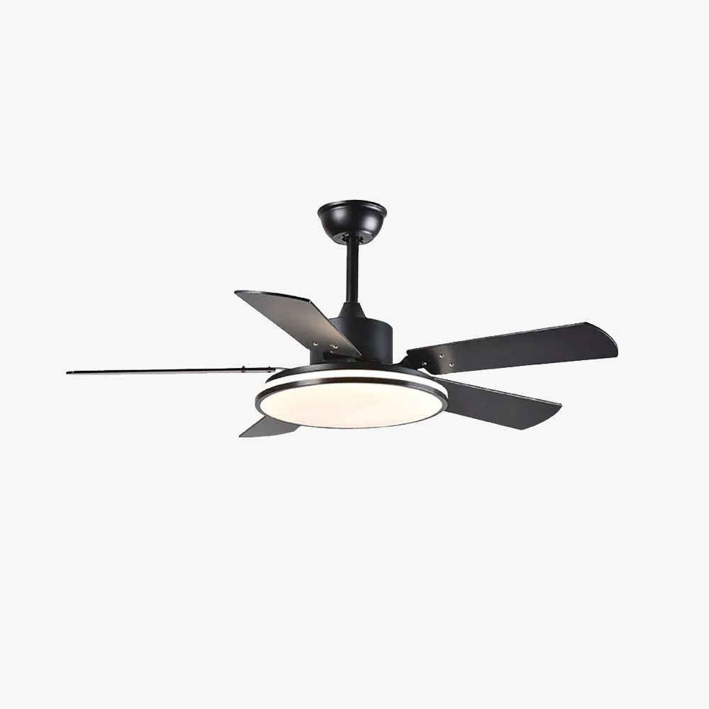 Luxury Haydn 5-Blade Modern Black DC Ceiling Fan with Light Metal ABS 52” Next-Generation