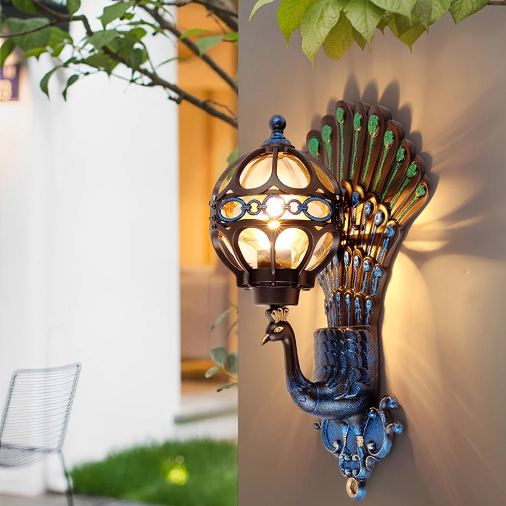 Versatile Waterproof Retro Peacocks Aluminum European Style Outdoor Wall Light Classic
