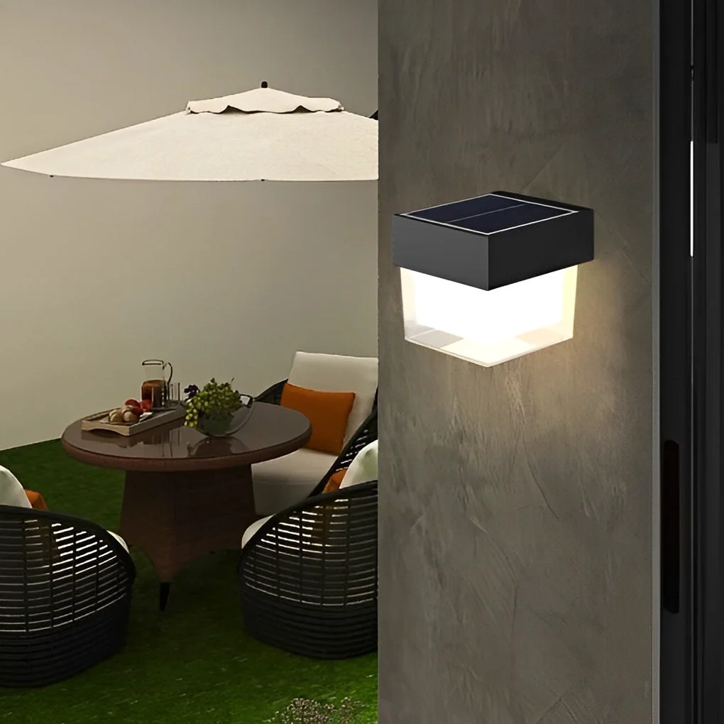 Pure Square Round Waterproof LED Black Minimalist Solar Outdoor Wall Lights Enhanced