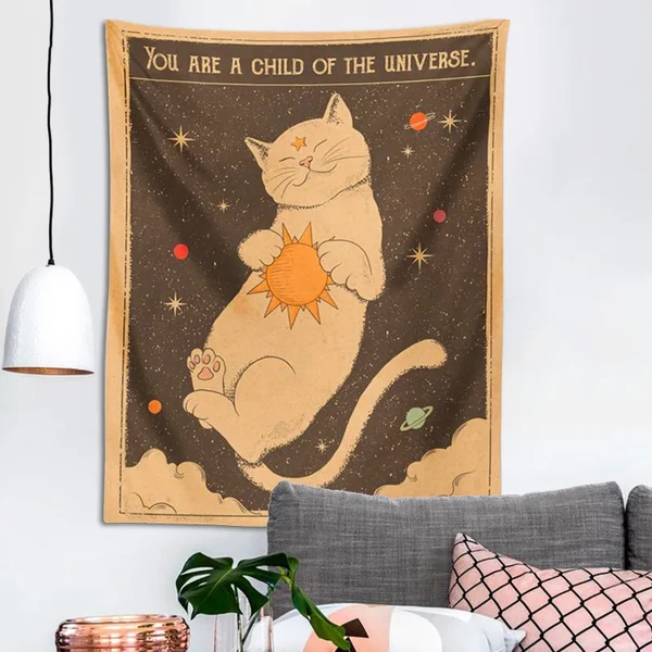 Comfortable Cat Tapestry Wall Hanging Functional