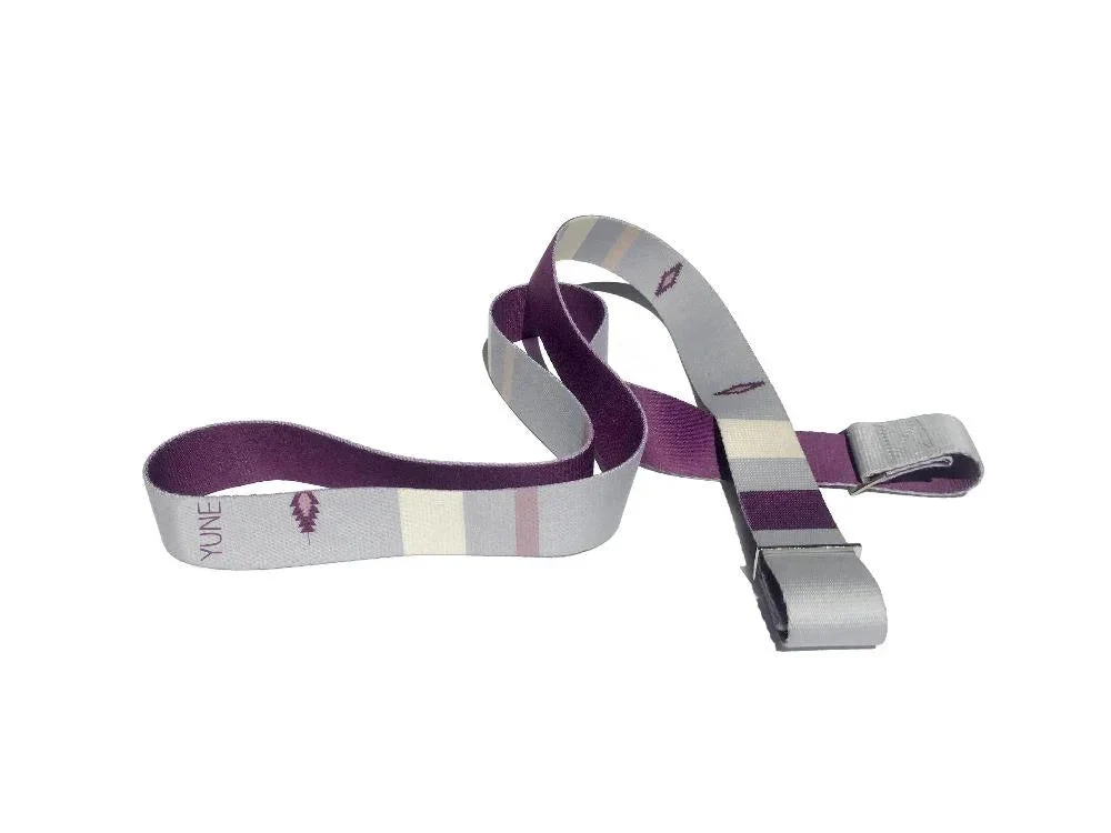 Minimalist Suzy Yoga Strap – Grey Stretching Strap w Metal Buckles Yune Yoga Exceptional