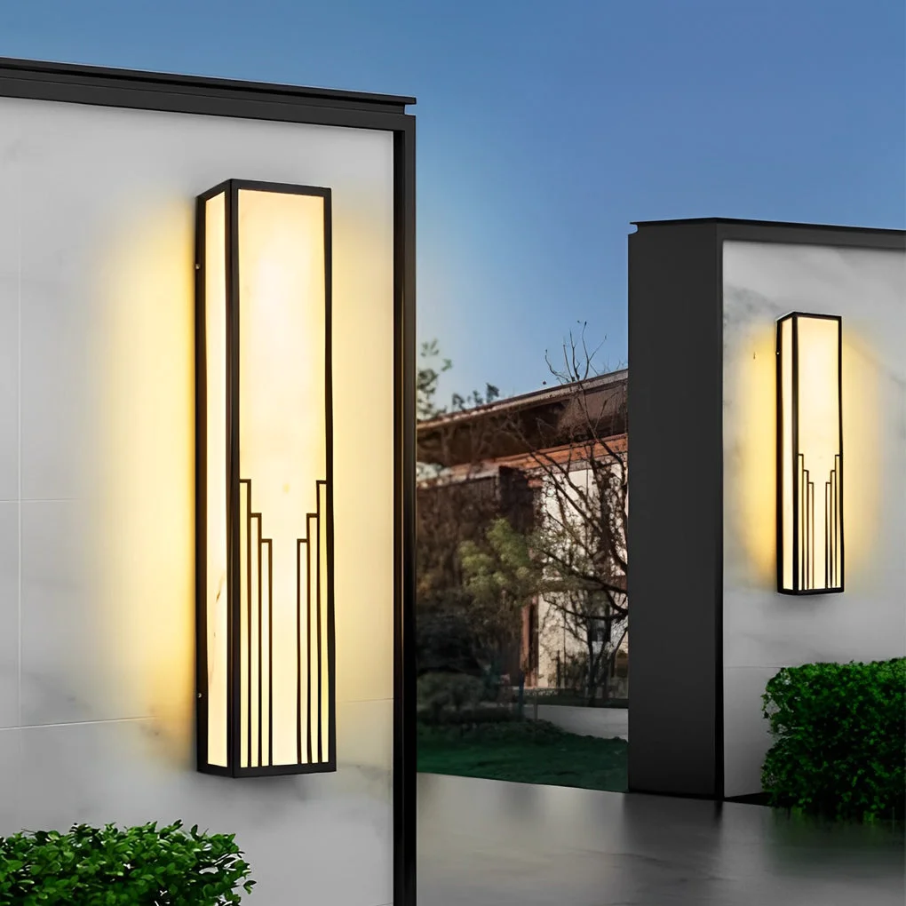 Dependable Strip Rectangular Resin Waterproof LED Black Modern Outdoor Wall Light Crafted