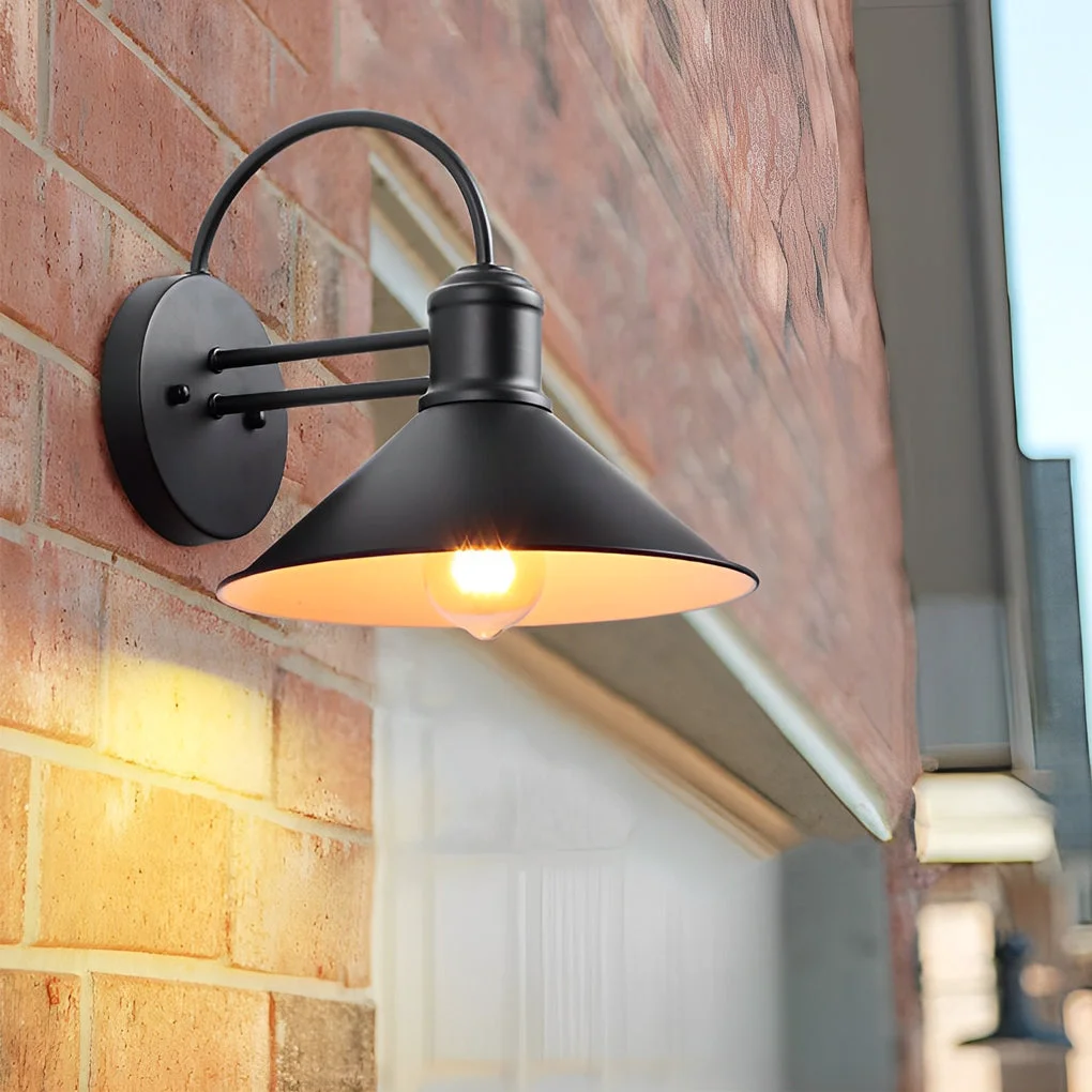 Official Retro Conical Iron Waterproof Industrial Style Outdoor Wall Lamp Exterior Lights High-Grade