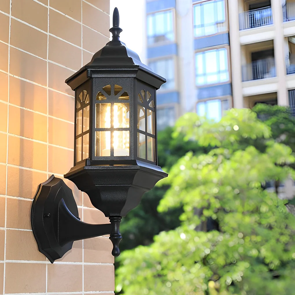 Official Waterproof LED Glass European-style Outdoor Wall Lamp Plug in Wall Sconce Lighting Functional