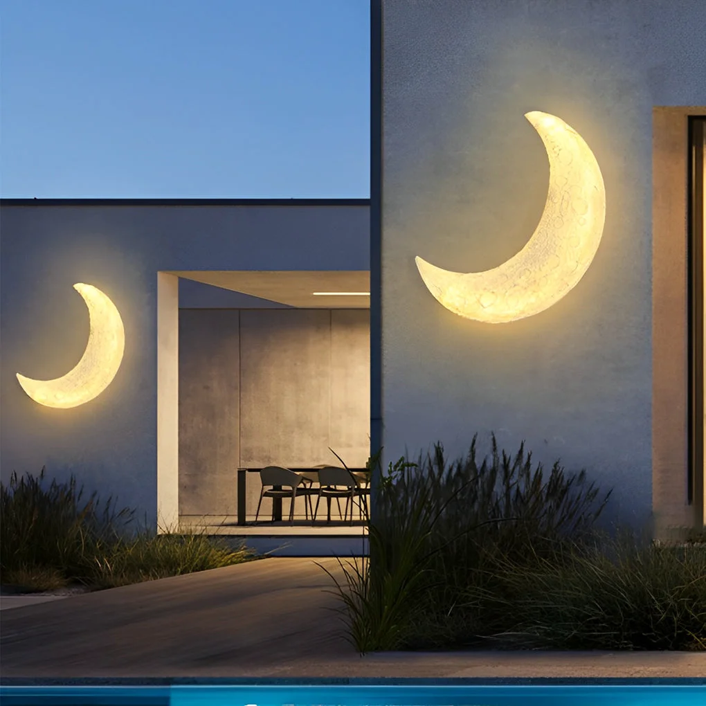 High-Grade Creative Resin Moon Waterproof LED Modern Outdoor Wall Sconce Lighting Durable