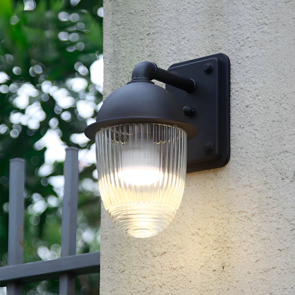 Selected Waterproof Glass Ball Matte Black Modern Outdoor Wall Lamp Exterior Lights Minimalist