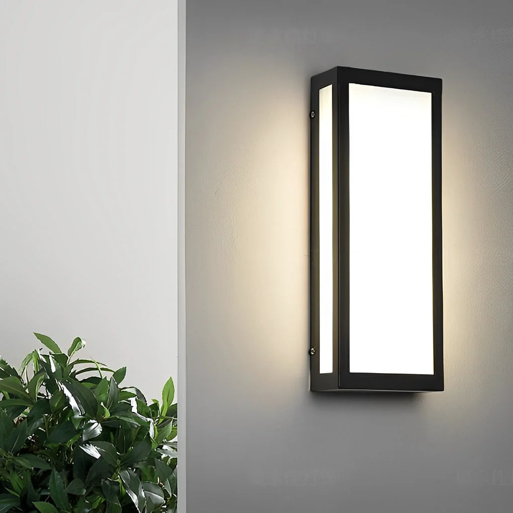 Healthy Rectangular LED Waterproof Black Modern Outdoor Exterior Light Wall Lamp Convenient