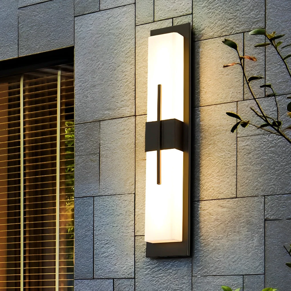 Authentic Creative Rectangular LED Waterproof Black Modern Outdoor Wall Lamp Contemporary