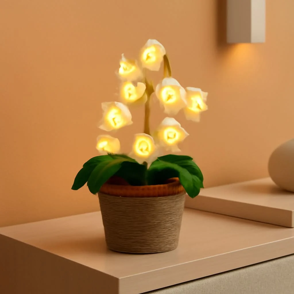 Outstanding Cordless White Lily Of Valley Night light Desk Table Lamp Natural
