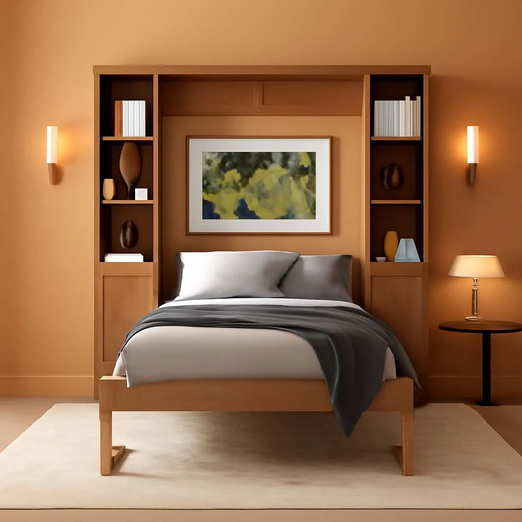 Green Queen Murphy Bed With Outstanding Storage Cabinets Advanced