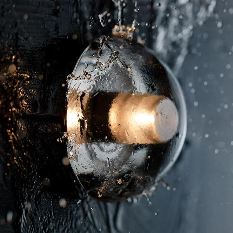 Excellent Round Bowl Glass LED Waterproof Transparent Rustic Outdoor Wall Lights Soft