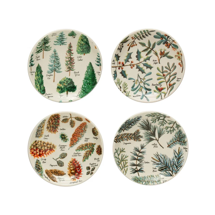 Quality Evergreen Botanicals Stoneware Plate 4 Round Luxury